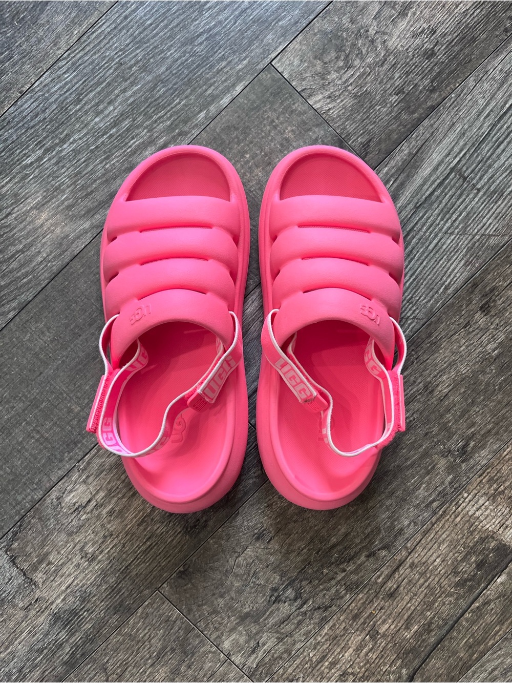 UGG Sport Yeah Slide Sandals - Taffy Pink / Neon Pink - Women's Size 9